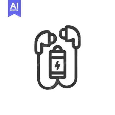 Wireless Earbuds Charging Case Icon, Minimalist Line Art Design