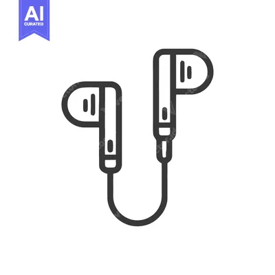 Aset desain premium: Minimalist Earbuds Icon: Clean Line Art on White Background