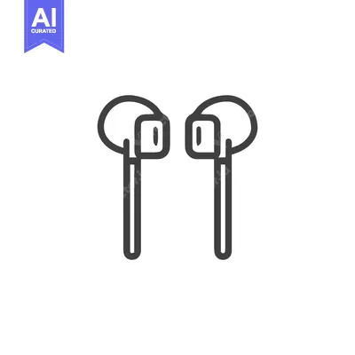 Aset premium populer: Minimalist Line Art: Pair of Wireless Earbuds on White Background