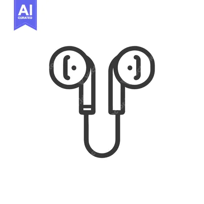 Aset desain premium: Minimalist Earbuds Icon: Modern Audio Technology Outline on White Back