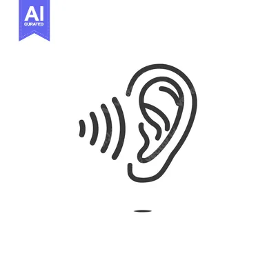 Popular premium asset: Minimalist Ear Icon with Sound Waves, Hearing Concept, Black Outline o
