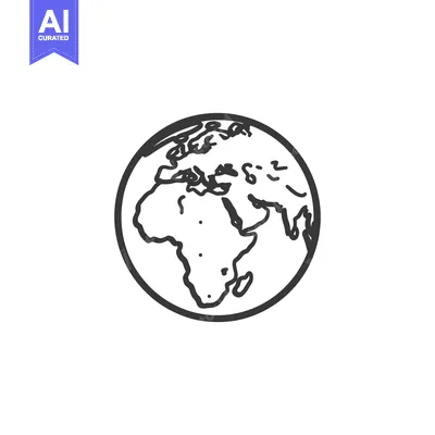 Aset desain premium: A simple hand drawn illustration of the Earth globe outline