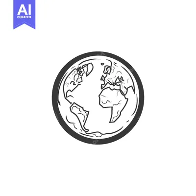 Aset premium populer: Simple black and white illustration of the planet Earth