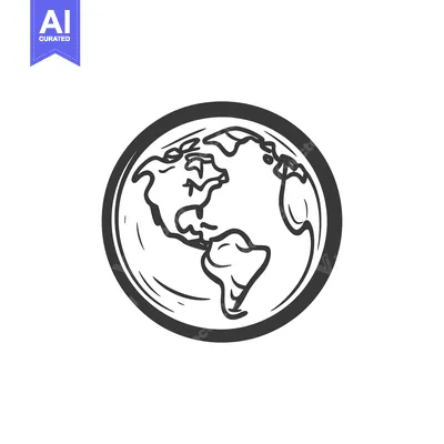 Aset desain premium: Simple hand drawn black and white illustration of planet earth