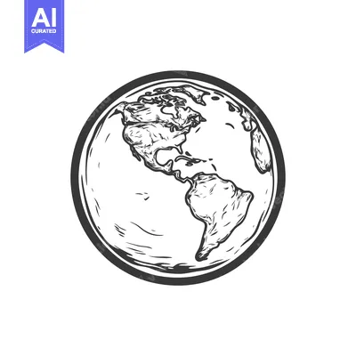 Aset desain premium: Hand drawn illustration depicts the earth from a global perspective