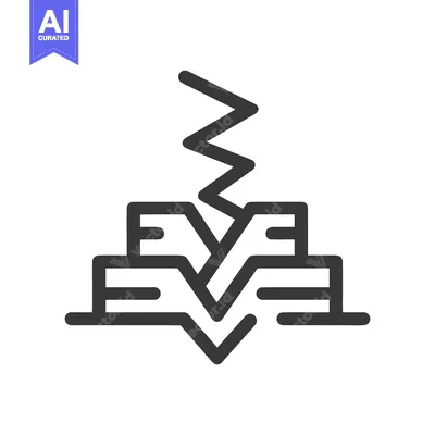Aset desain premium: Earthquake Fault Line Icon: Tectonic Plates Shifting with Seismic Acti