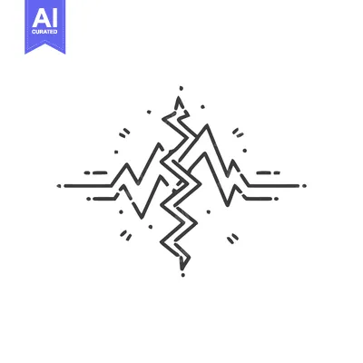 Aset desain premium: Symmetrical Lightning Bolt Graphic with Energy Emanating, Black and Wh