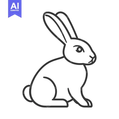 Aset desain premium: A stylized illustration of a rabbit sitting upright on its haunches