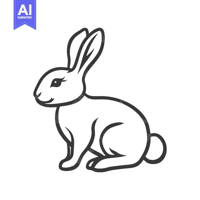 Popular premium asset: A simple line drawing depicting a sitting rabbit animal