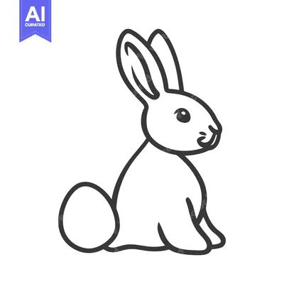 Aset desain premium: A simple line drawing of a seated rabbit with details