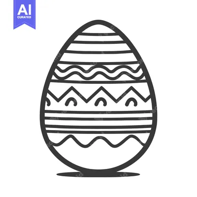 An illustrated decorated egg design with striped and zigzag patterns