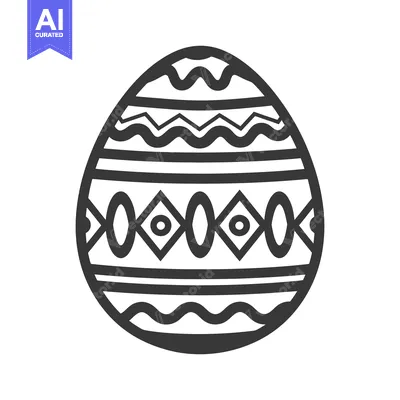 Aset desain premium: An ornamented monochrome egg decorated with geometric and wavy pattern
