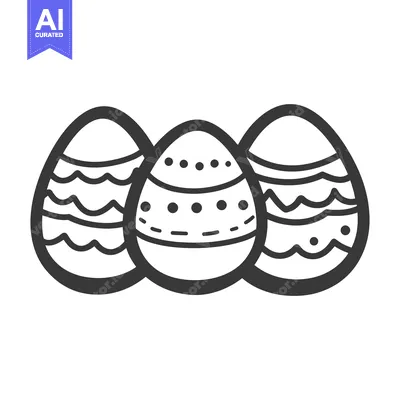 Aset desain premium: Three Decorated Easter Eggs Lined Up in a Row
