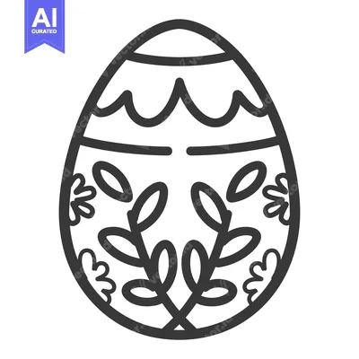 Premium design asset: Decorated easter egg illustration with floral and wave patterns