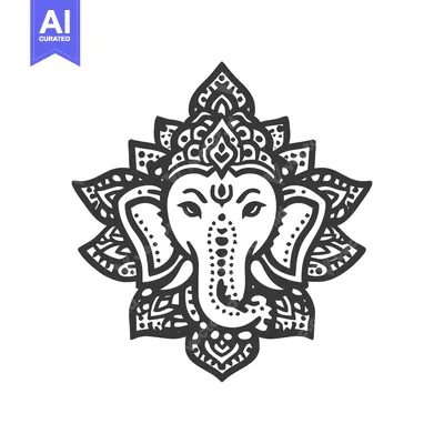 Aset premium populer: Ornate Ganesha Illustration: Intricate Details, Spiritual Symbolism, B