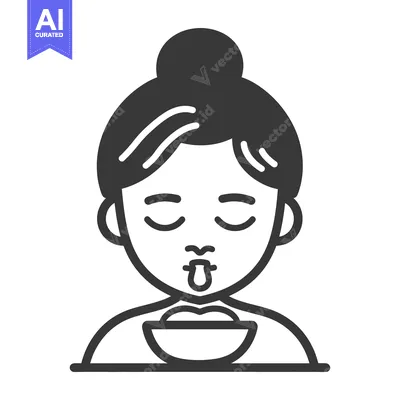 Premium design asset: Simplified illustration of a person with a small bowl of food