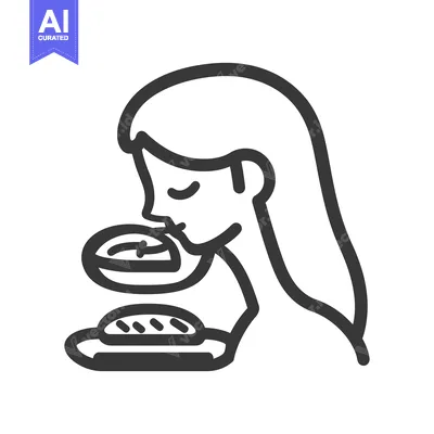 Aset desain premium: An illustration depicts a person about to eat a meal