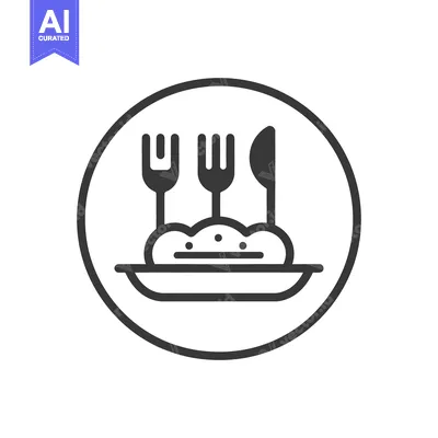 Aset desain premium: A meal presentation depicted with forks knife and food on plate