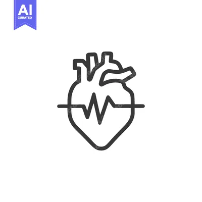 Aset premium populer: Heartbeat Line Art: Human Heart with ECG Rhythm Illustration on White
