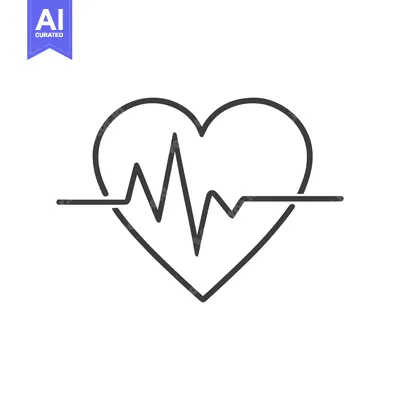 Aset desain premium: Heartbeat Line Icon: Minimalist Heart with ECG Waveform, Medical Symbo