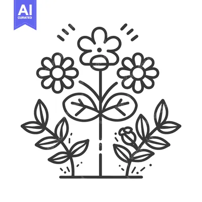 Aset premium populer: A decorative floral illustration featuring flowers leaves and stems