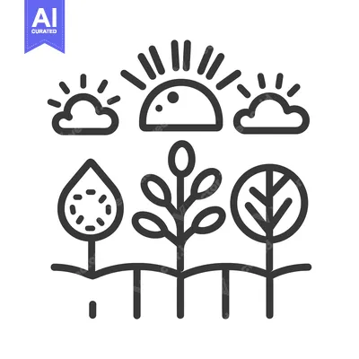 Aset premium populer: Simple illustration of a natural landscape with sunshine and plants