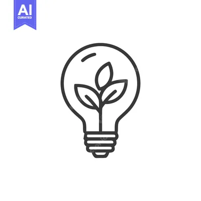 Aset premium populer: Minimalist Lightbulb with Plant Inside, Line Art Icon