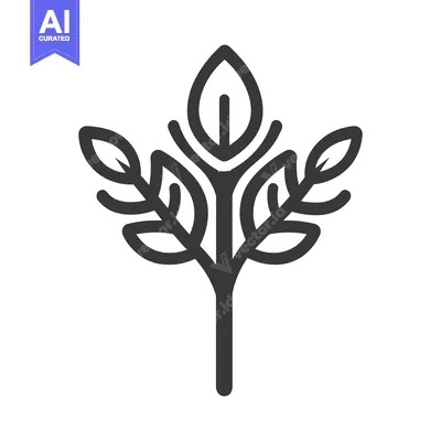 Aset desain premium: A simple abstract design of a stylized plant with leaves