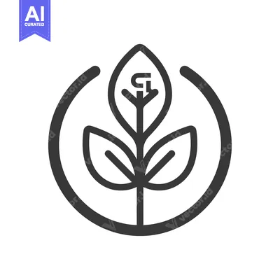 Aset desain premium: A minimalist black and white image of a plant and a circle