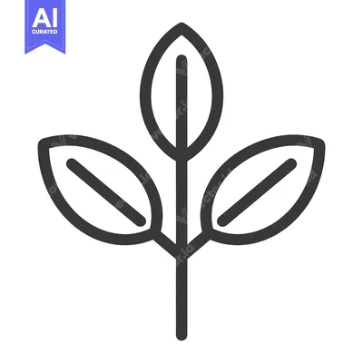 Popular premium asset: A simple black illustration of three leaves on a stem