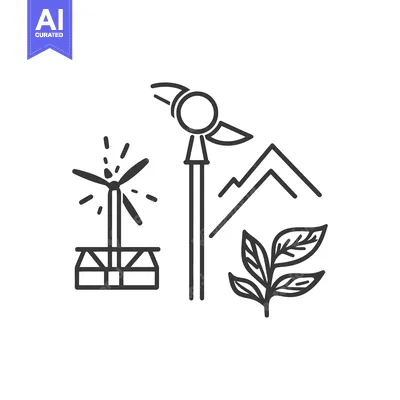 Premium design asset: Simple illustration displaying renewable energy sources and natural el