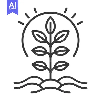 Aset premium populer: Simple illustration of a plant growing with a sun above it