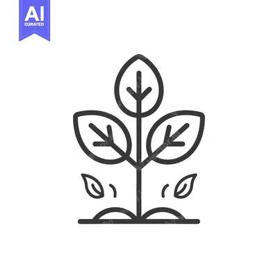 A simple black line drawing of a growing plant