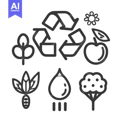 Various icons representing concepts related to nature and sustainabili