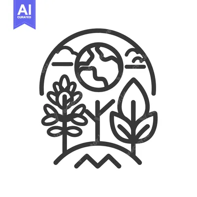Aset premium populer: A simple illustration of earth with trees and clouds in nature