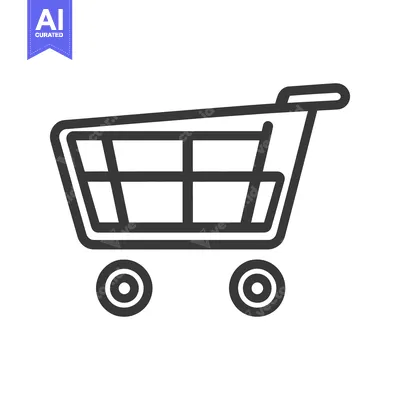 Aset desain premium: A simple illustrated outline of a shopping cart icon
