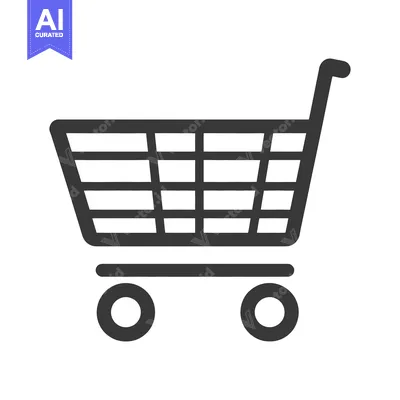 Aset desain premium: A simplistic black illustration of a shopping cart icon