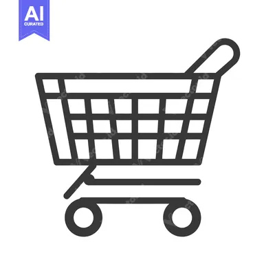 Aset desain premium: An outlined image of a shopping cart with wheels