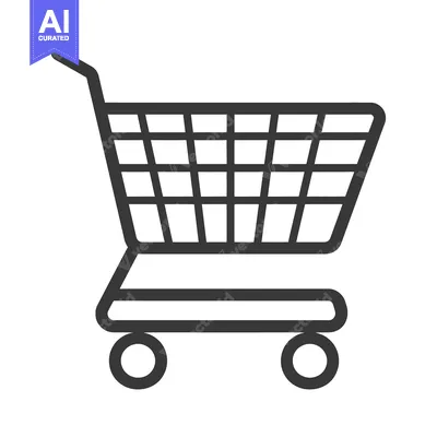 Aset desain premium: A simplistic illustration depicting a retail shopping cart design