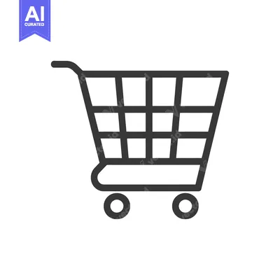 Premium design asset: An illustrated and minimalist image of a shopping cart outline