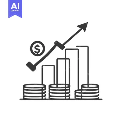 Premium design asset: An upward trending graph and currency symbol representing financial gr