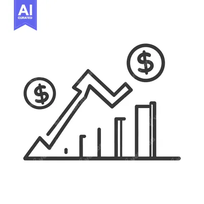 Aset desain premium: Financial growth representation showing a graph with rising and fallin
