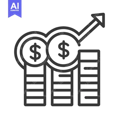 Aset premium populer: Stacks of coins and dollars with an upward trending arrow