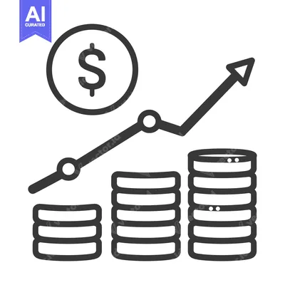 Aset desain premium: Financial investment growth represented with money symbols and an upwa