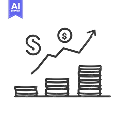 Aset desain premium: A simple black and white illustration of financial growth
