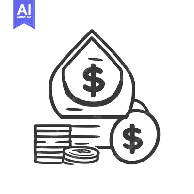 Aset premium populer: Several coin stacks and money bag with dollar sign symbols