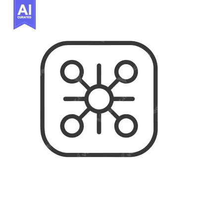 Aset premium populer: Minimalist Network Icon: Central Node with Connected Circular Elements