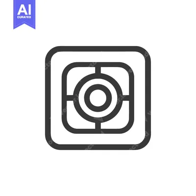 Aset desain premium: Minimalist Target Icon: Concentric Circles in Rounded Square Frame