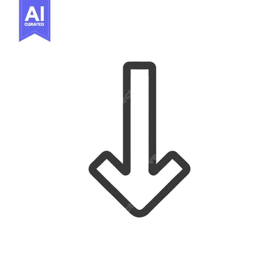Aset desain premium: Bold Down Arrow Icon: Simple, Clean Design on White Background