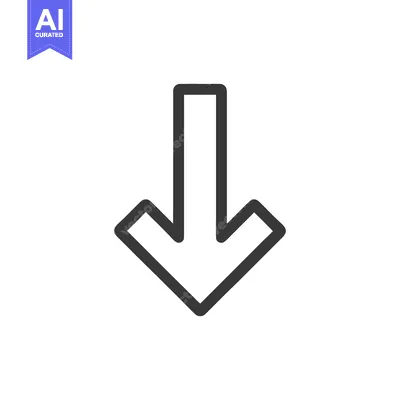 Aset premium populer: Bold Downward Arrow Icon: Simple, Modern Design on White Background